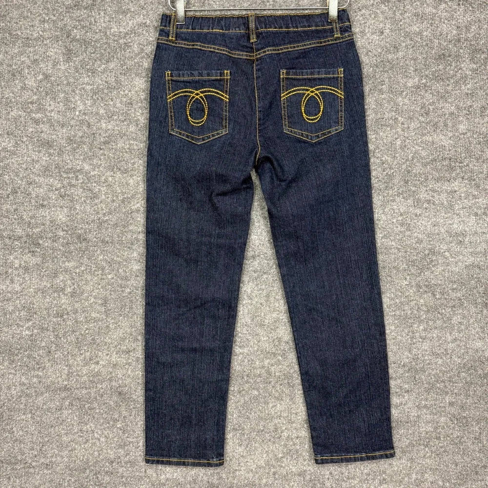 Hanna Andersson Jeans 150 Girls 12 Blue Kid Dark Wash Straight Leg Stretch Denim